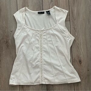 NY&C White Lace-Up Corset Tank Top M Coquette Y2K Minimalist